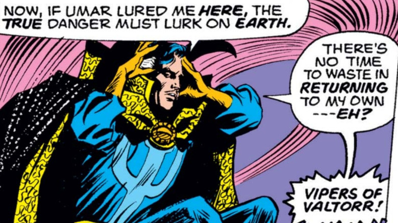 Doctor Strange places a hand on his face