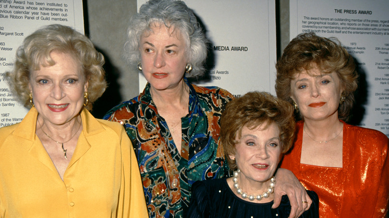 Betty White, Bea Arthur, Estelle Getty, and Rue McClanahan posing