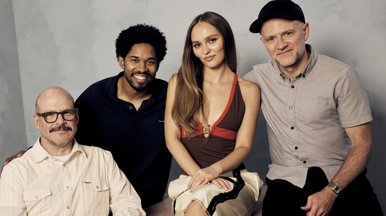 The Zellners, Kelvin Harrison Jr, and Lily Rose-Depp sitting together at TIFF