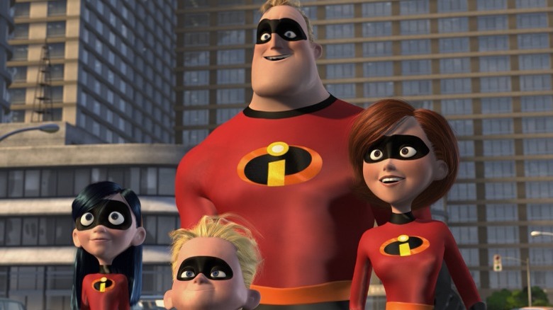 The Incredible family standing outside together