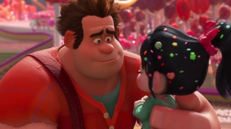 Ralph holding Vanellope  in Sugar Rush
