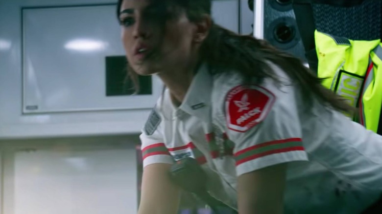 Cam Thompson in an ambulance
