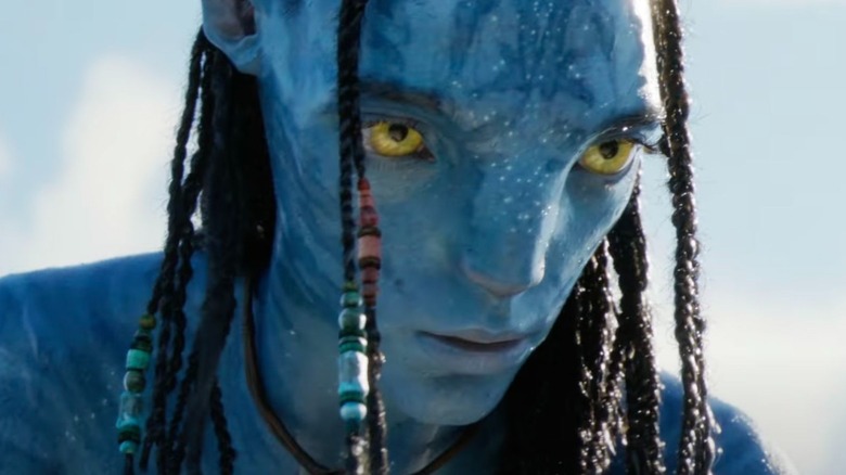 A Na'vi looks determined in close-up