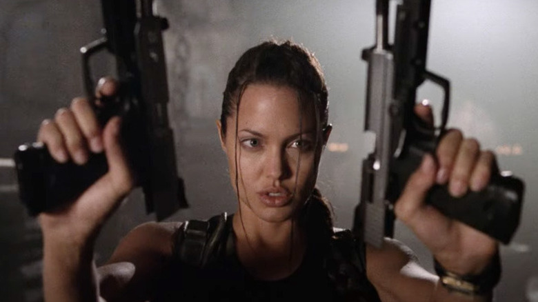 Lara Croft with guns