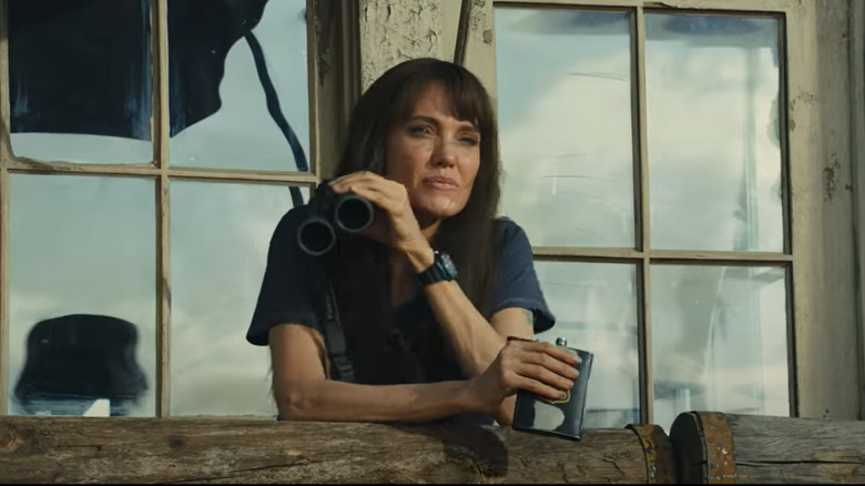 Angelina Jolie with binoculars 