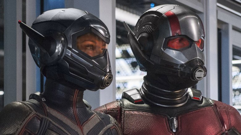 Paul Rudd as Ant-Man and Evangeline Lilly as the Wasp in Ant-Man and the Wasp