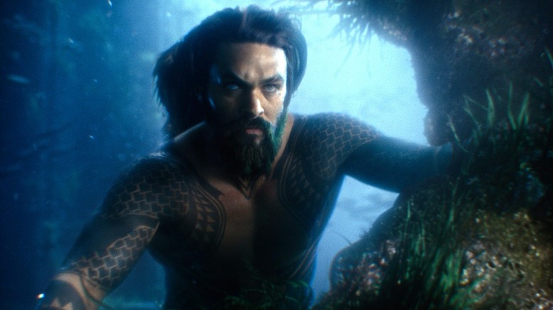 Jason Momoa as Aquaman staring ahead