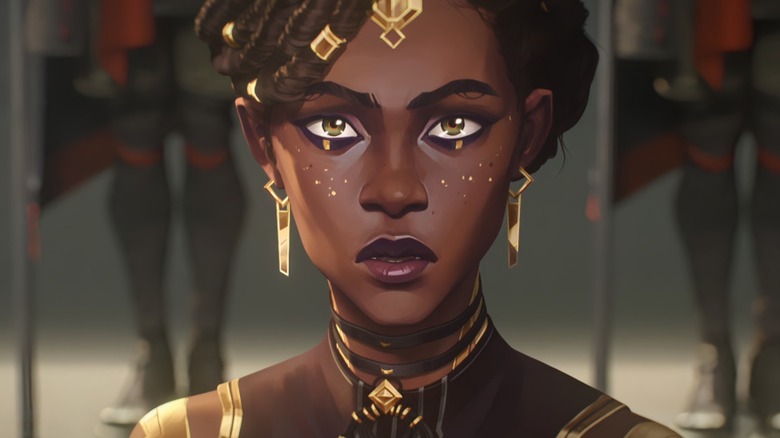 Mel wearing gold jewelry in Arcane