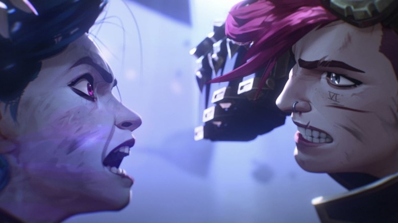 Jinx and Vi fighting in Arcane