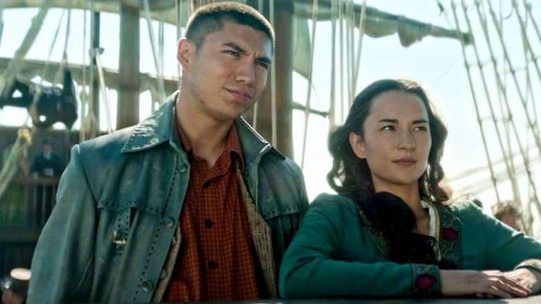 Archie Renaux with Jessie Mei Li on a ship