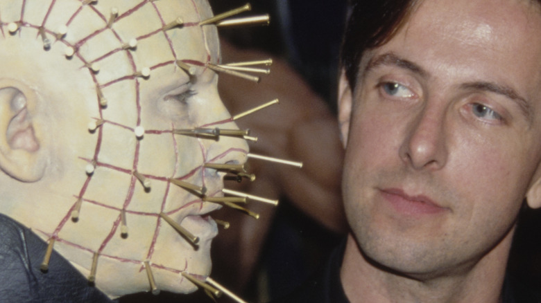 Wax sculpture of Pinhead and Clive Barker