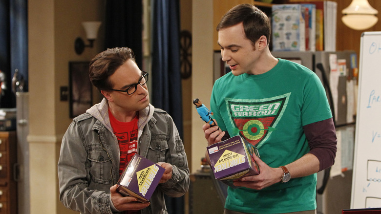Leonard and Sheldon with collectibles