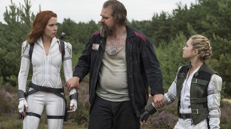 Johansson, David Harbour, and Pugh reunited