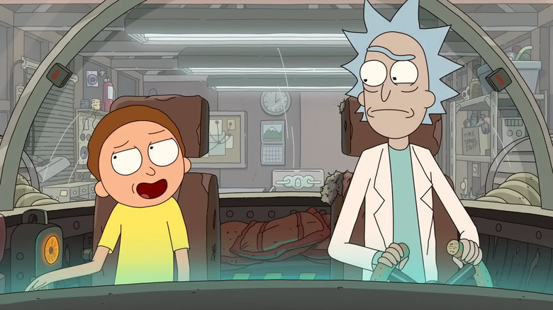 Morty and Rick in their spaceship