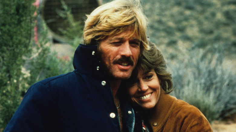 Young Redford and Fonda pose on set together 