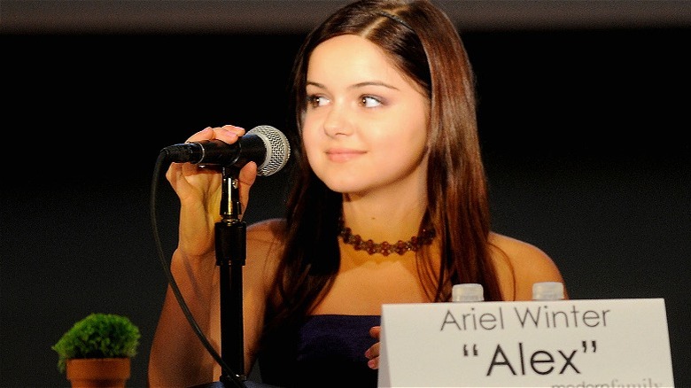 Ariel Winter holding microphone at the "Modern Family" Q&A (2010)