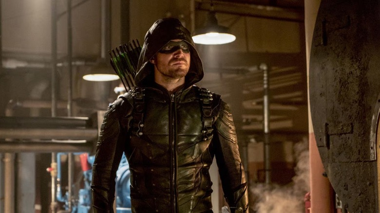 Oliver Queen inspecting evil shenanigans in Arrow (2017)