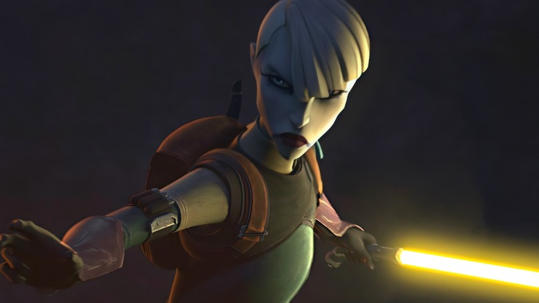 Asajj Ventress holding a lightsaber