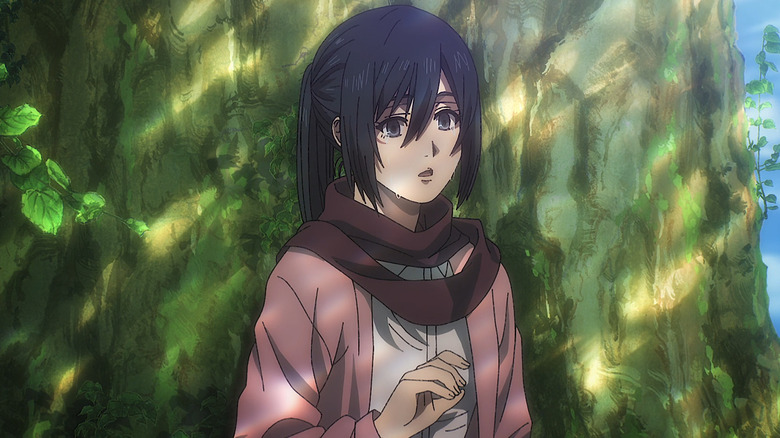 Mikasa weeps at the tree