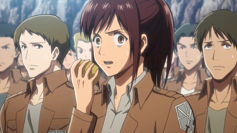 Sasha nervously eats potato
