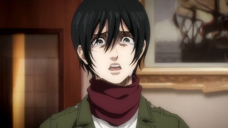 Mikasa with a face full of tears