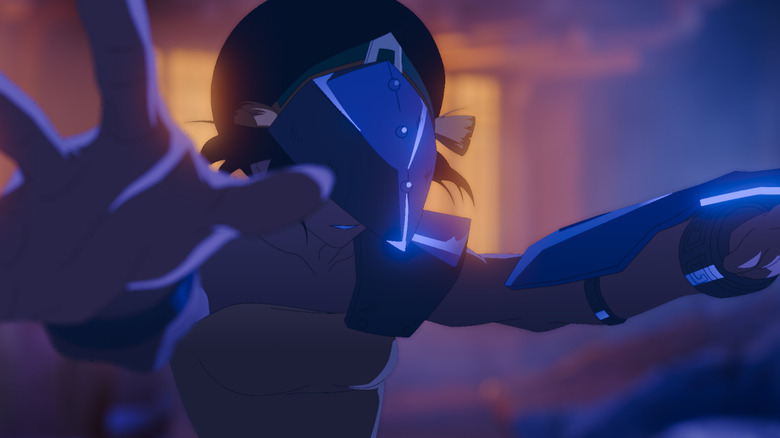 Toph metalbends wearing armor in "Avatar Aang: The Last Airbender" (2026)