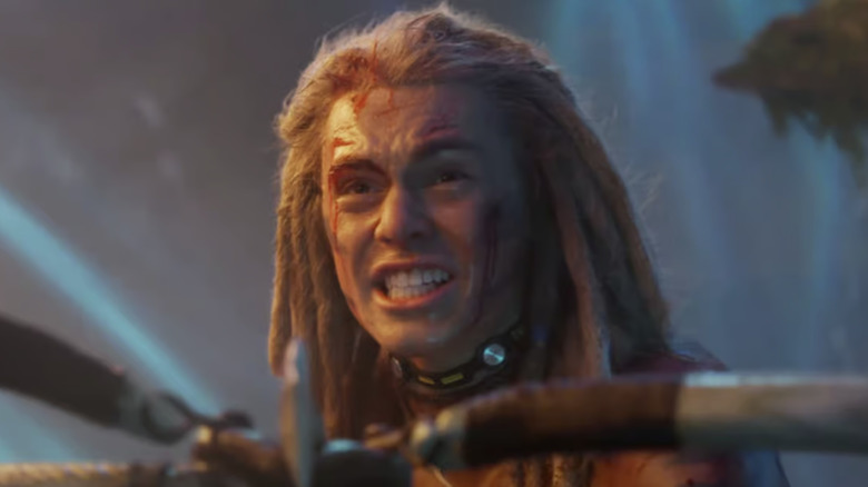 Spider at a tense moment of battle in "Avatar: Fire and Ash" (2025)