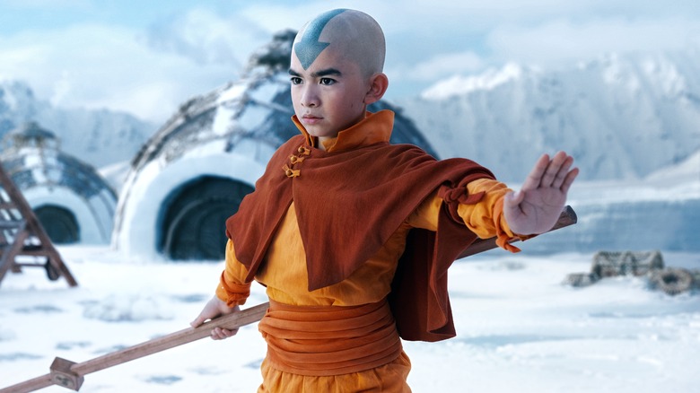 Aang using his bending powers