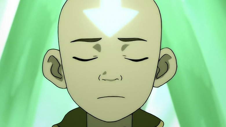 Aang with his eyes closed