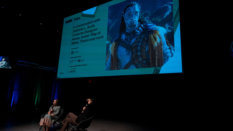 Deborah Lynn Scott leading the Avatar: The Way of Water Costume Design Masterclass during the 2022 Vancouver International FIlm Festival