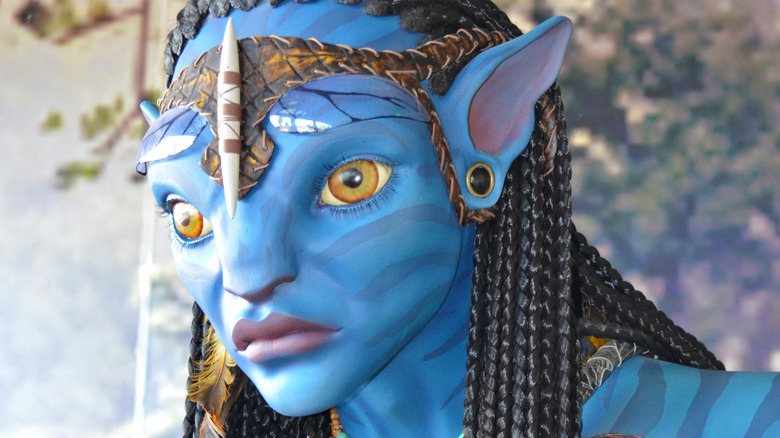 A wax sculpture of Neytiri (Zoe Saldana) from Avatar 