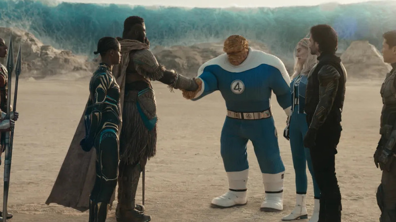 Shuri and M'Baku greeting The Thing Vanessa and Bucky in Avengers: Doomsday