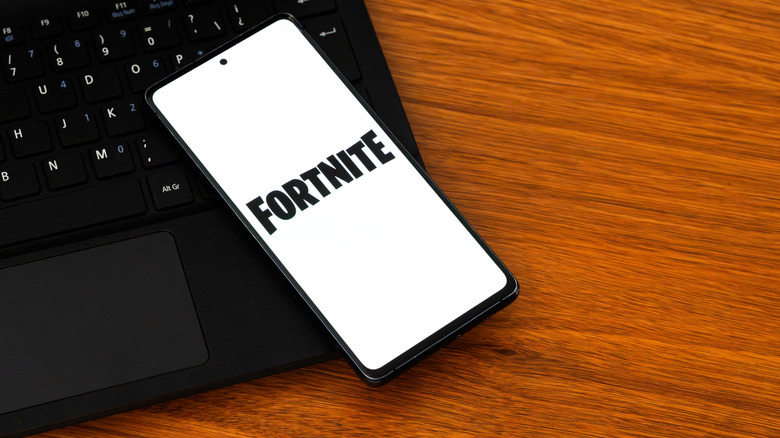 Fortnite logo on smartphone