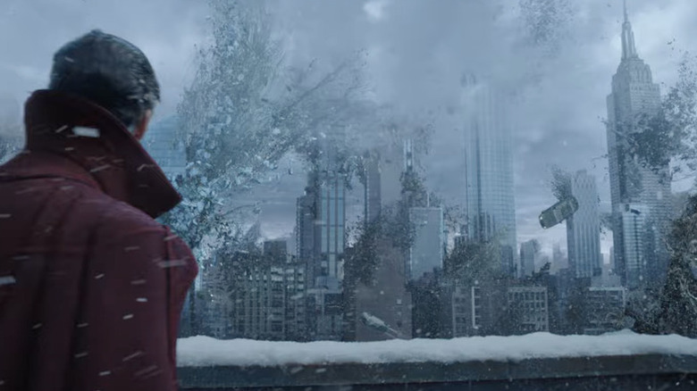 Doctor Strange observing an incursion in Doctor Strange in the Multiverse of Madness