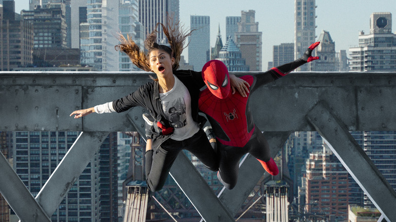 Spider-Man falling with MJ