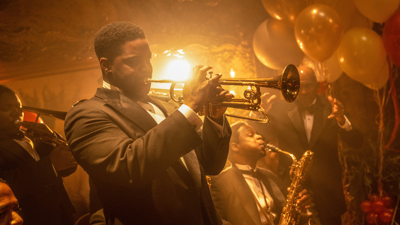 Sidney Palmer plays trumpet in Babylon