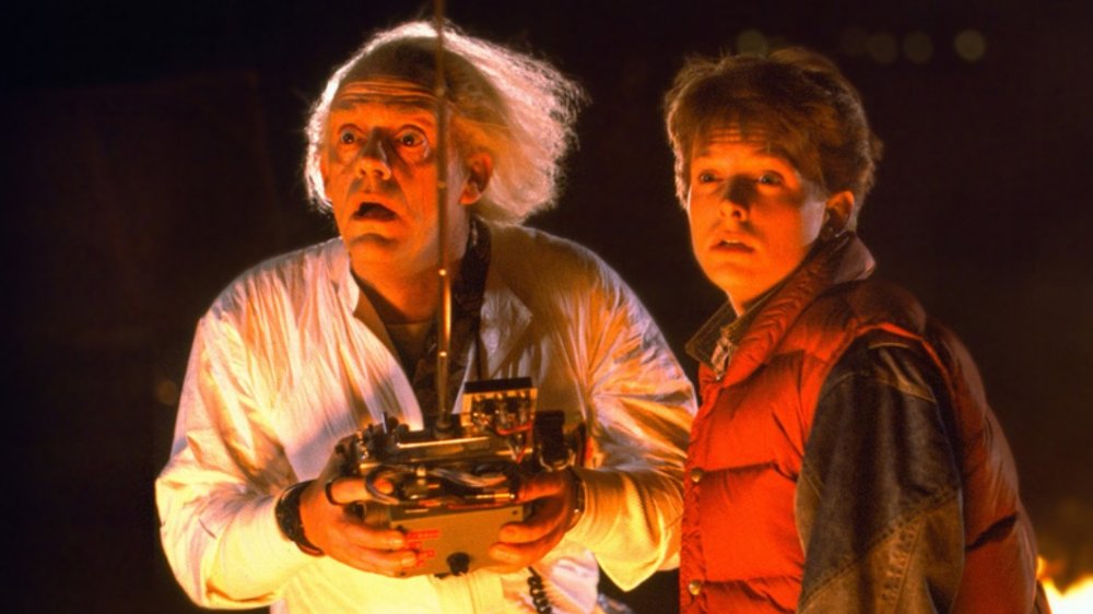 Christopher Lloyd and Michael J Fox as Marty McFly and Doc Brown in Back to the Future