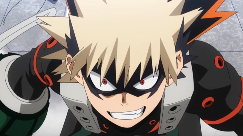 Bakugo showing an evil smile