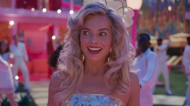 Barbie headdress big hair shocked face
