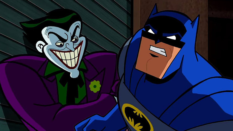 Cartoon Batman and Joker square off