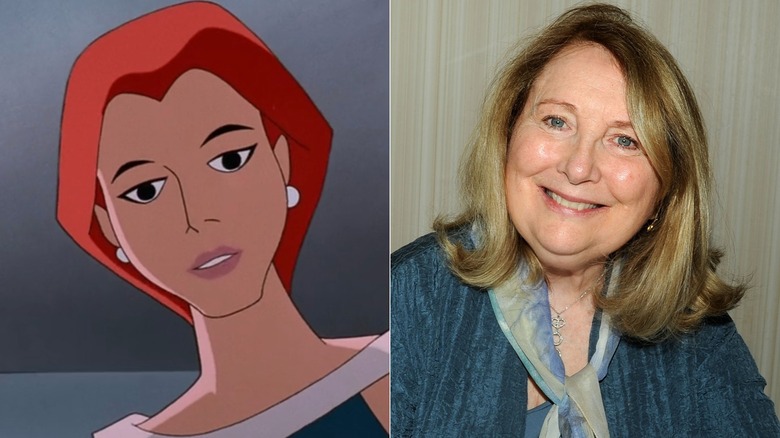 Left: Mary McGinnis poking head through doorway in "Batman Beyond"; Right: Teri Garr smiling at Chiller Theatre Expo