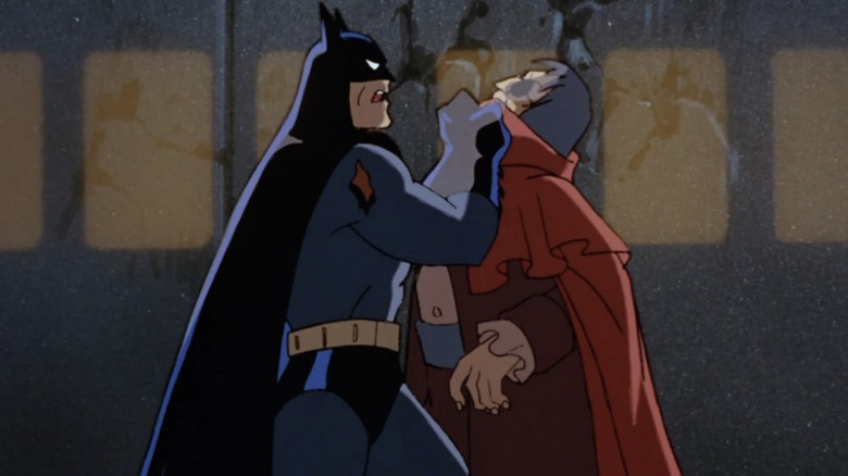 Batman grabs the Sewer King on Batman: The Animated Series (1992-1995)