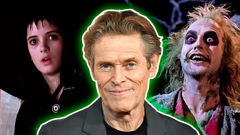 Dafoe stands in-between Lydia and Beetlejuice