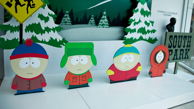 A Paley Center display depicting the main characters of South Park