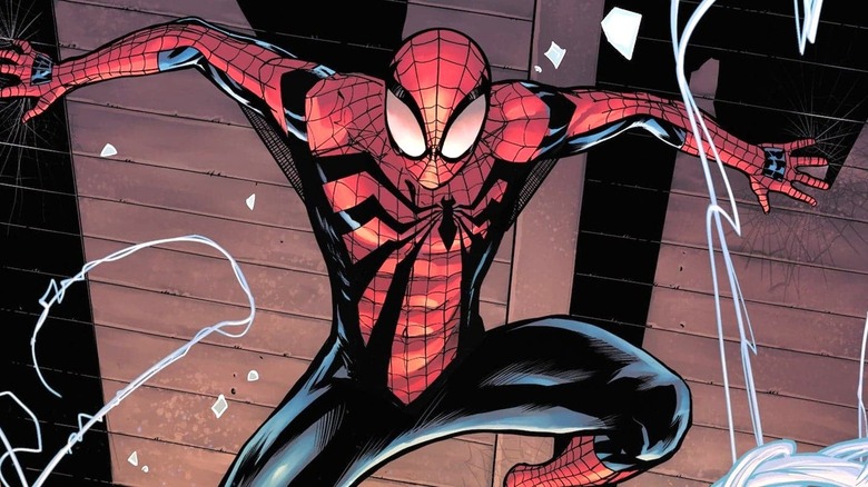 Ben Reilly's Spider-Man hanging against the wall