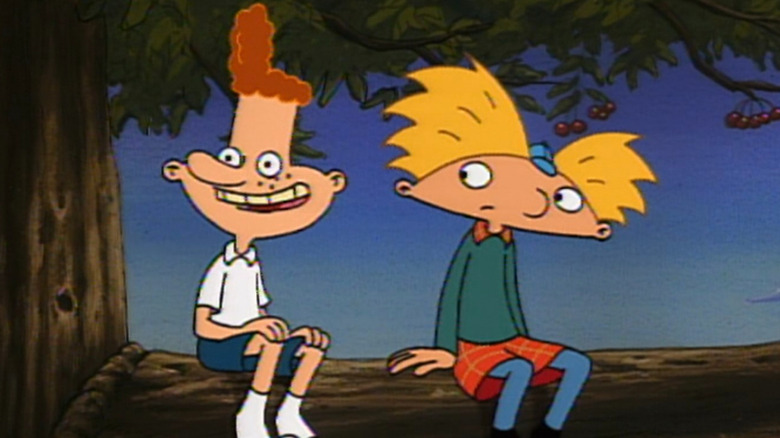 Arnold sitting in a tree with Eugene on Hey Arnold!