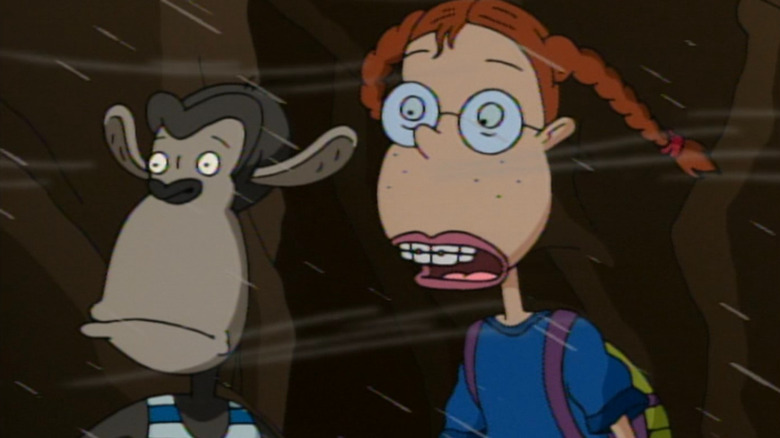 Eliza and Darwin caught in a storm on The Wild Thornberrys