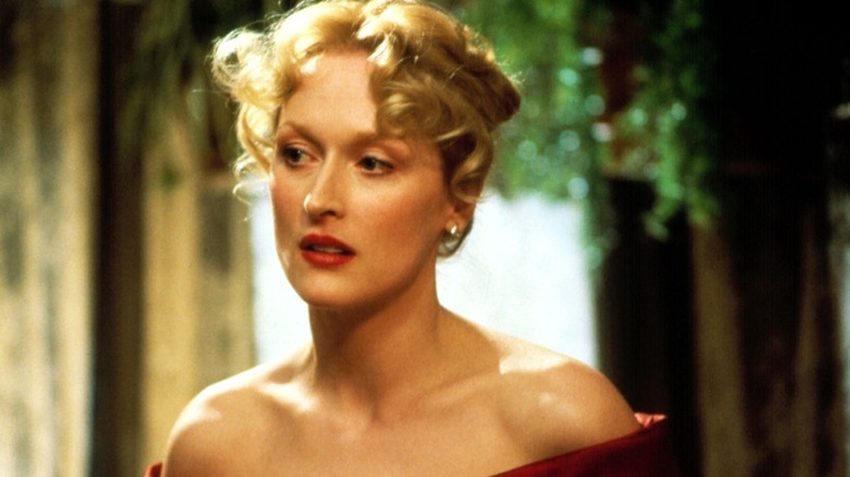 Sophie wearing a red dress in Sophie's Choice