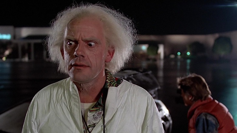 Doc Brown thinking hard in "Back to the Future" (1985)