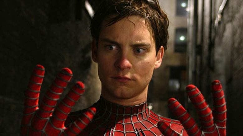 Spider-Man preparing to climb